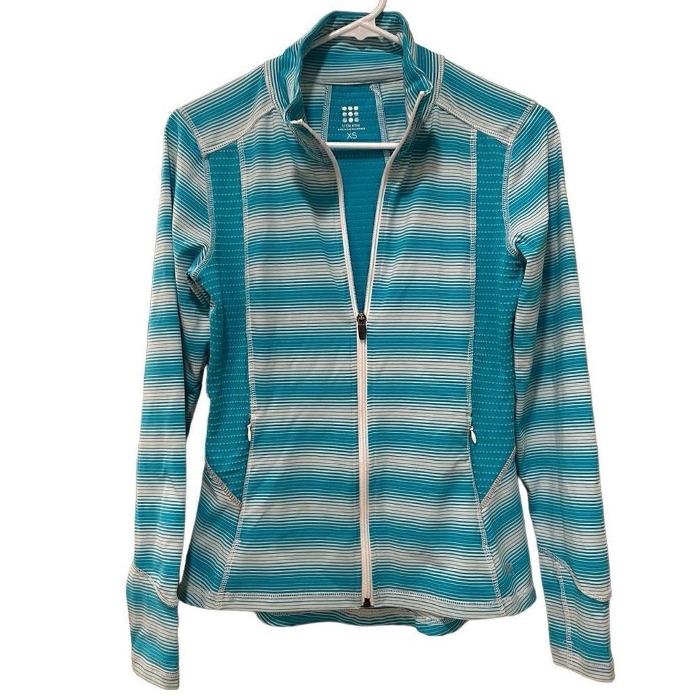 Title Nine Jacket Womens XS Full Zip Blue Ombré Stripe Long Sleeve Athleisure